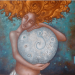 Mujer con luna gigante